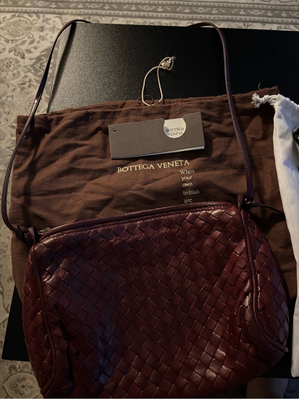 Bottega Veneta Burgundy Intrecciato Leather Shoulder Bag